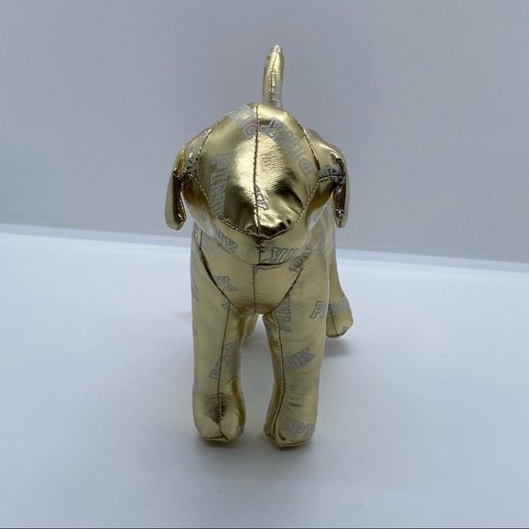 NWT Victoria's Secret PINK Collectable Display Gold and White Stuffed Plush Dog - Picture 4 of 8